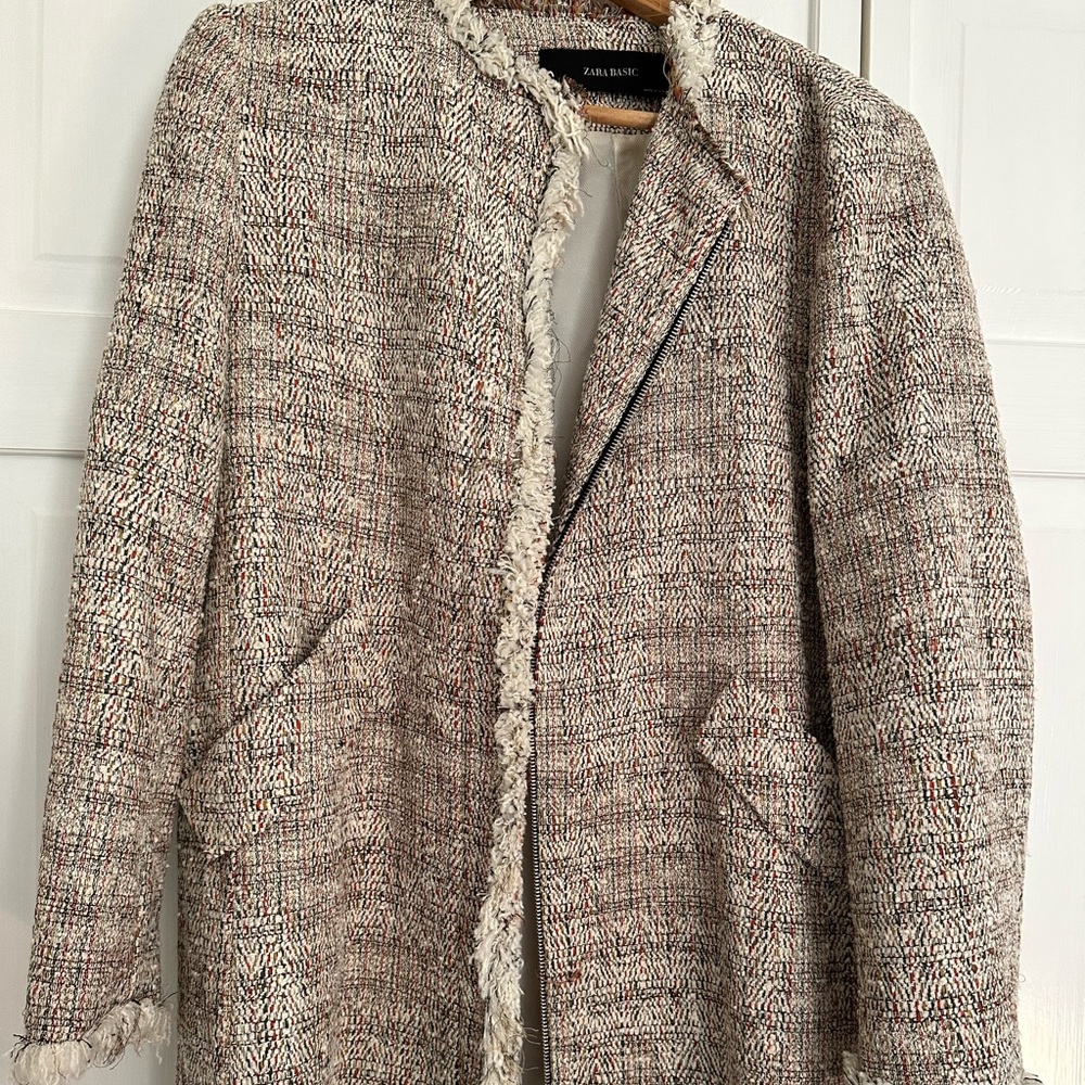 Zara zippered twill blazer
